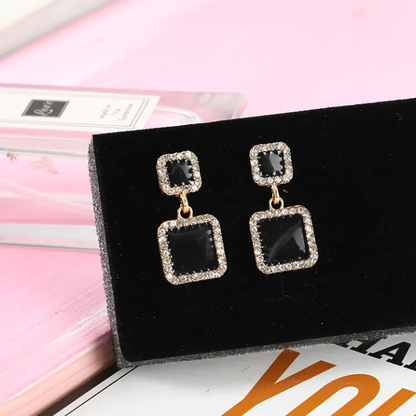 Midnight Luxe Crystal-Edged Drop Earrings