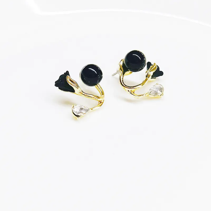 Noir Rose Crystal Studs