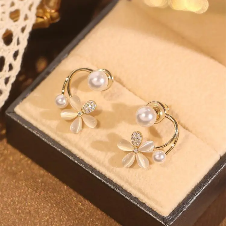 Pearl Blossom Ear Cuff Duo