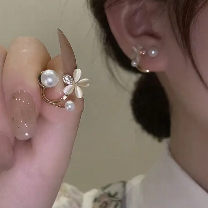 Pearl Blossom Ear Cuff Duo