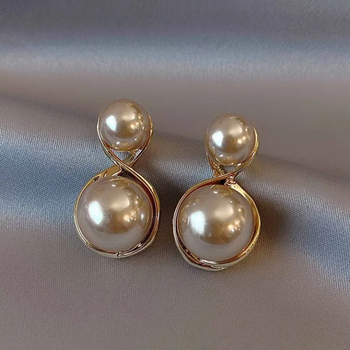 Golden Duo Pearl Swirl Studs