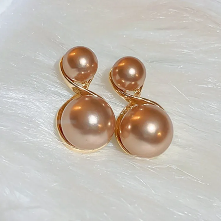 Golden Duo Pearl Swirl Studs