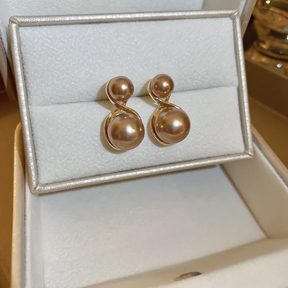 Golden Duo Pearl Swirl Studs