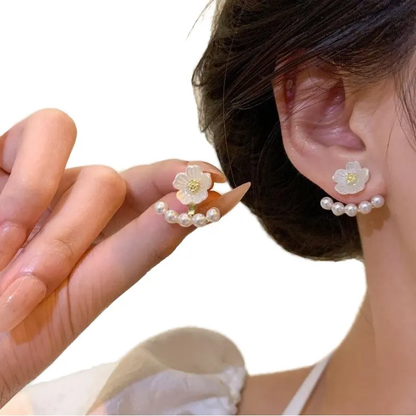 Pearl Blossom Arc Studs