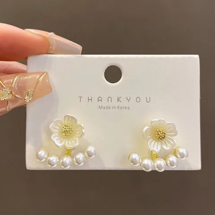 Pearl Blossom Arc Studs