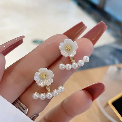 Pearl Blossom Arc Studs