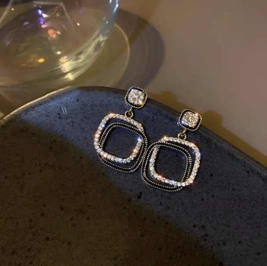 Midnight Luxe Crystal Frame Earrings