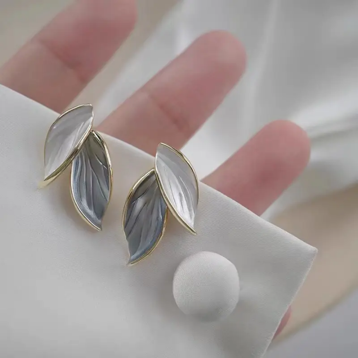 Frosted Leaf Duo Studs