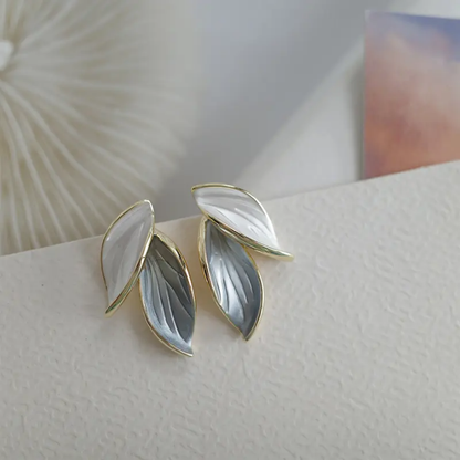 Frosted Leaf Duo Studs