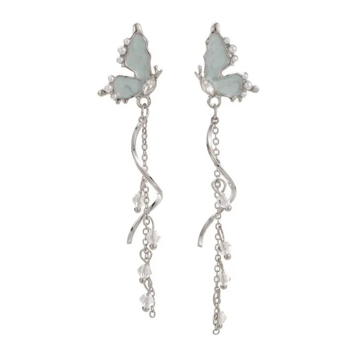 Celestial Mint Butterfly Drop Earrings
