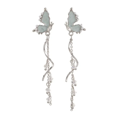 Celestial Mint Butterfly Drop Earrings