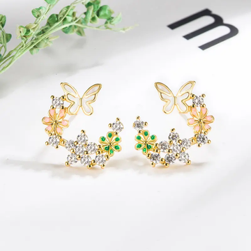 Blooming Butterfly Sparkle Ear Climbers