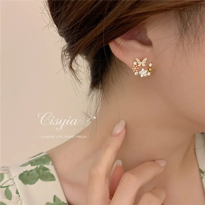 Blooming Butterfly Sparkle Ear Climbers