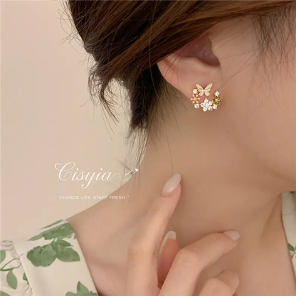 Blooming Butterfly Sparkle Ear Climbers