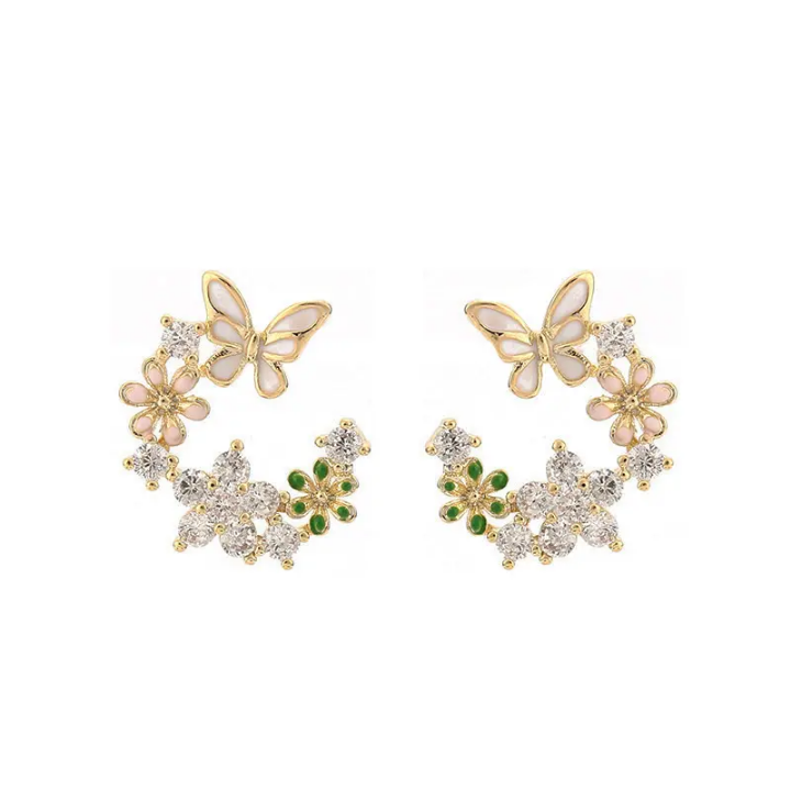 Blooming Butterfly Sparkle Ear Climbers