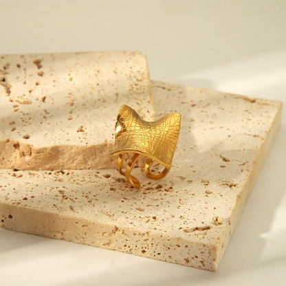 Aurora Fold Textured Statement Ring