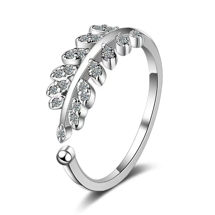 Crystal Leaf Elegance Ring