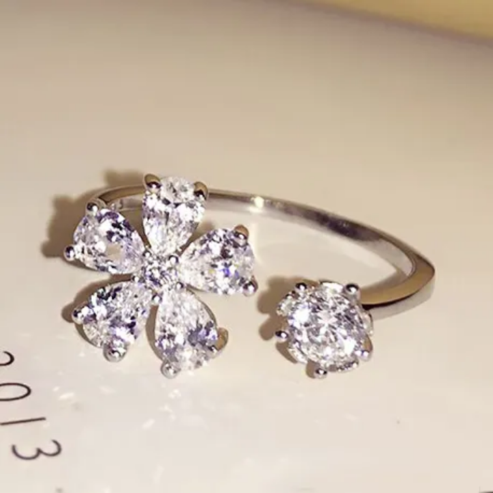 Crystal Blossom Duo Ring