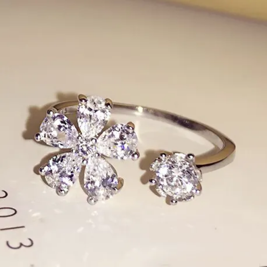 Crystal Blossom Duo Ring