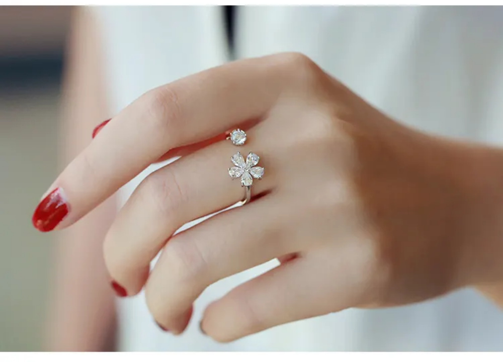 Crystal Blossom Duo Ring