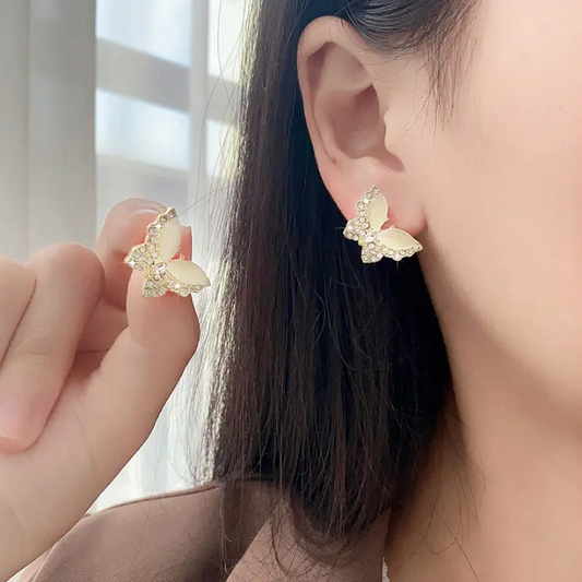 Ivory Crystal Flutter Studs