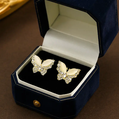 Ivory Crystal Flutter Studs