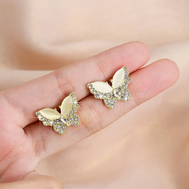 Ivory Crystal Flutter Studs