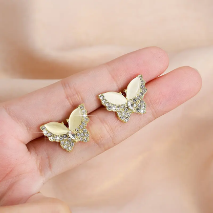 Ivory Crystal Flutter Studs