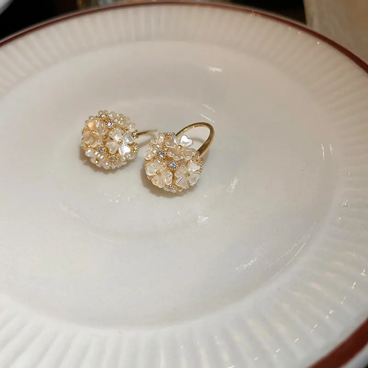 Petal Bloom Pearl Basket Earrings