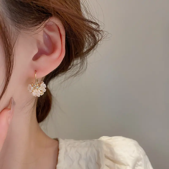Petal Bloom Pearl Basket Earrings