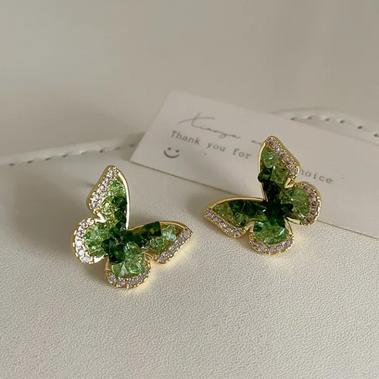 Emerald Frost Butterfly Studs