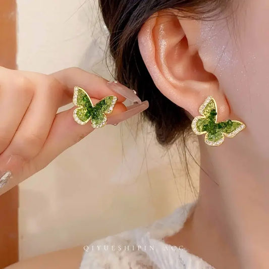 Emerald Frost Butterfly Studs
