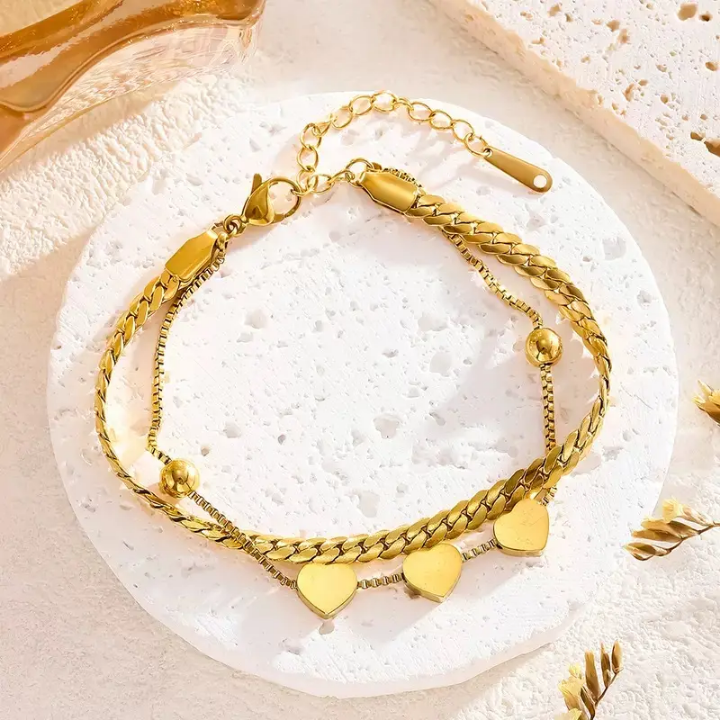 Trio Heart Luxe Layered Bracelet