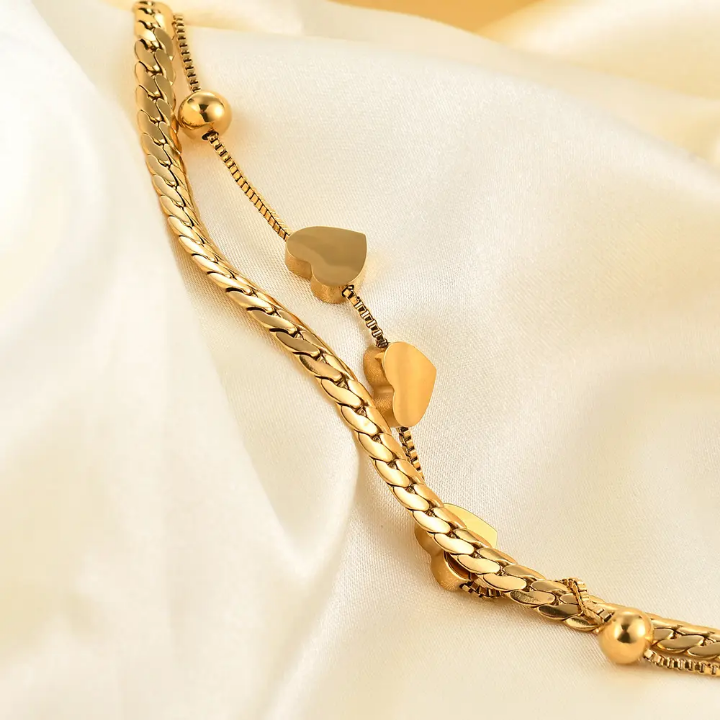 Trio Heart Luxe Layered Bracelet