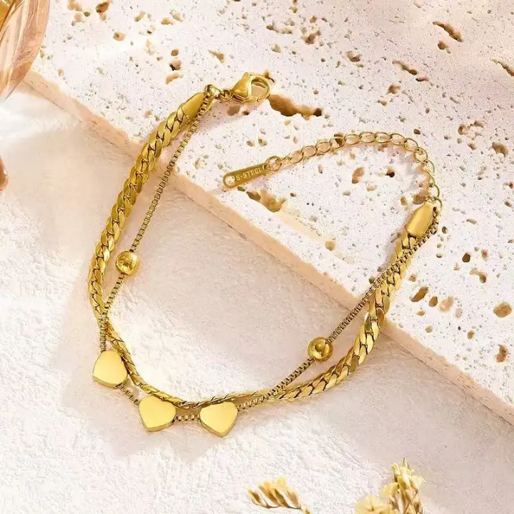 Trio Heart Luxe Layered Bracelet