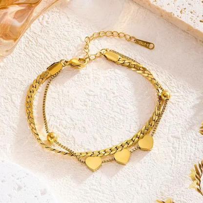 Trio Heart Luxe Layered Bracelet