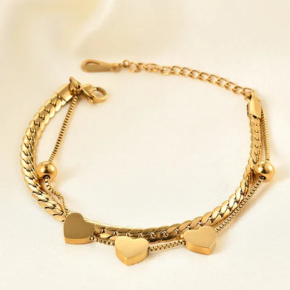 Trio Heart Luxe Layered Bracelet