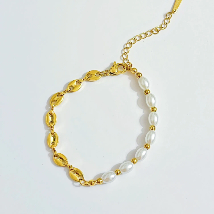 Luxe Duo Pearl Link Bracelet