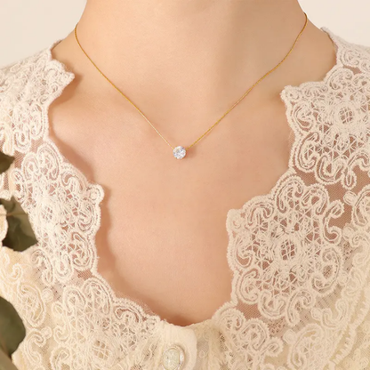 Solara Luxe Gold Solitaire Pendant Necklace