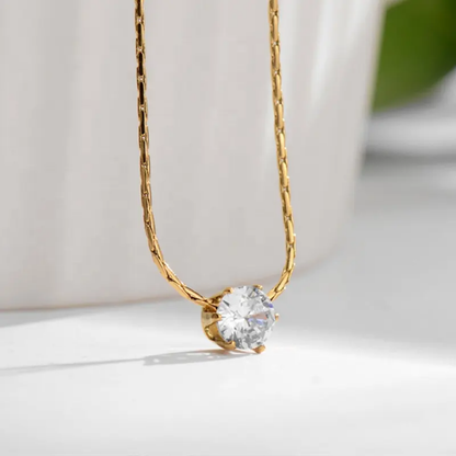 Solara Luxe Gold Solitaire Pendant Necklace