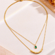 Layered Curve Bead Necklace with Emerald-Cut Pendant