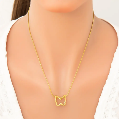 Minimal Butterfly Outline Pendant Necklace