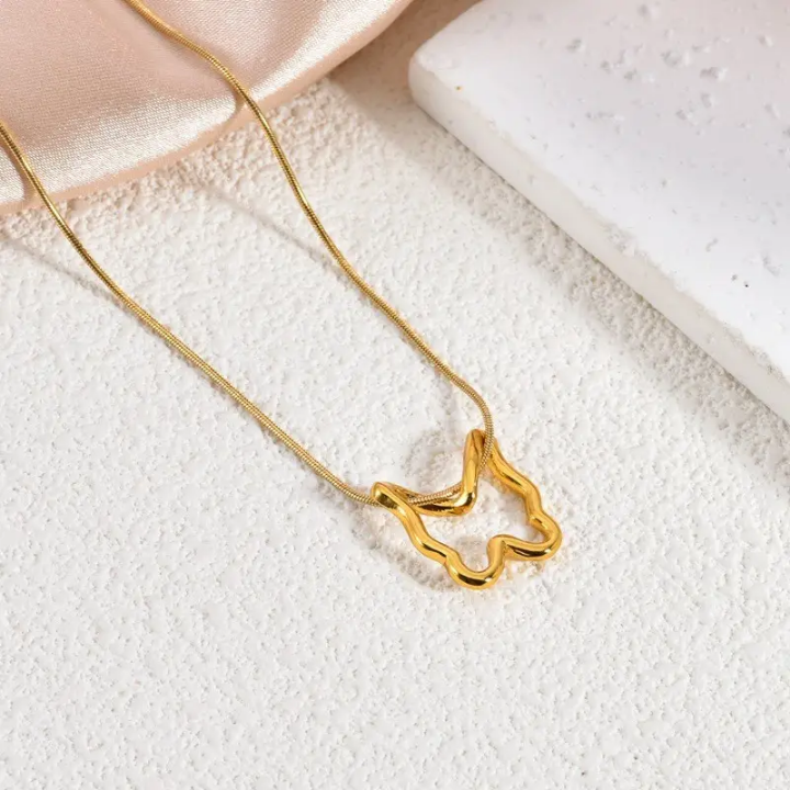 Minimal Butterfly Outline Pendant Necklace