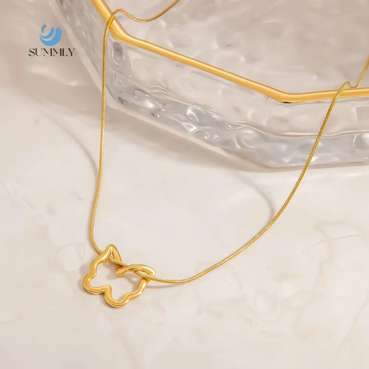 Minimal Butterfly Outline Pendant Necklace