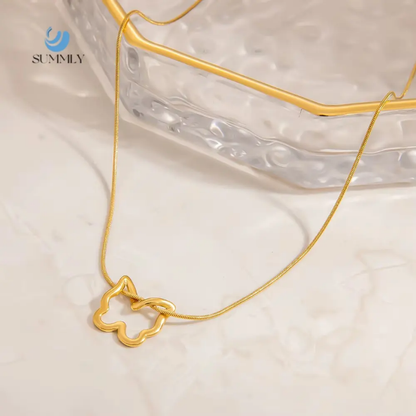 Minimal Butterfly Outline Pendant Necklace