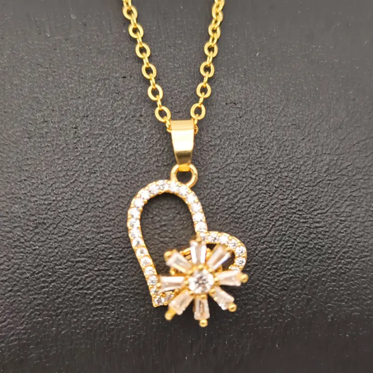 Radiant Bloom Heart Pendant Necklace