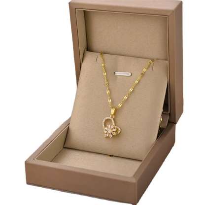 Radiant Bloom Heart Pendant Necklace