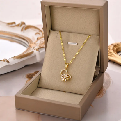 Radiant Bloom Heart Pendant Necklace