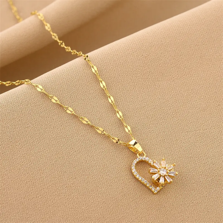 Radiant Bloom Heart Pendant Necklace