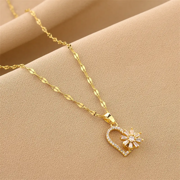 Radiant Bloom Heart Pendant Necklace